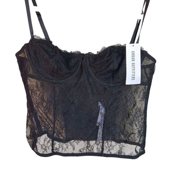 Urban Outfitters Tops - Urban Outfitters Out From Under Black Floral Lace Corset Top Womens Large NWT